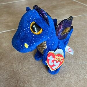 Ty Beanie Boos Safire Blue Dragon 6” Stuffed Animal Plush Toy